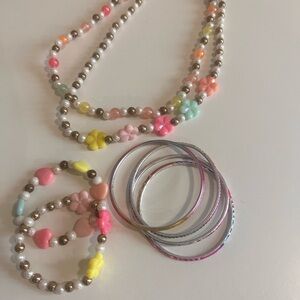 Colorful Kids Beaded Necklace and Bracelet Set